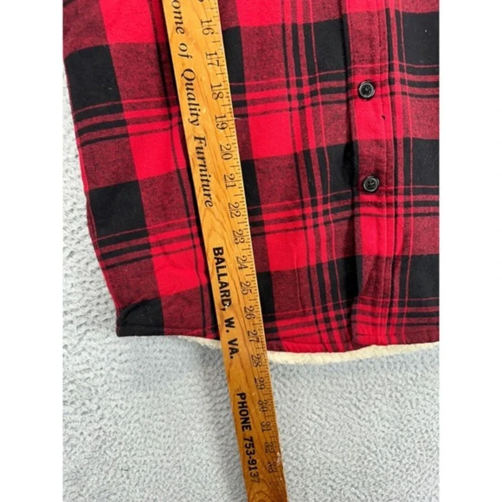 J Crew Shirt Mens Small Red Tartan Plaid Outerwear Sherpa Lined Shacket NEW A3